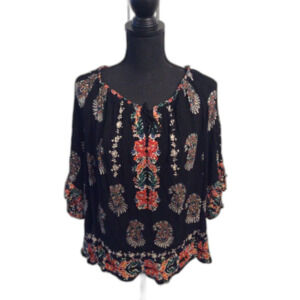 Bila Black Paisley Tunic Top